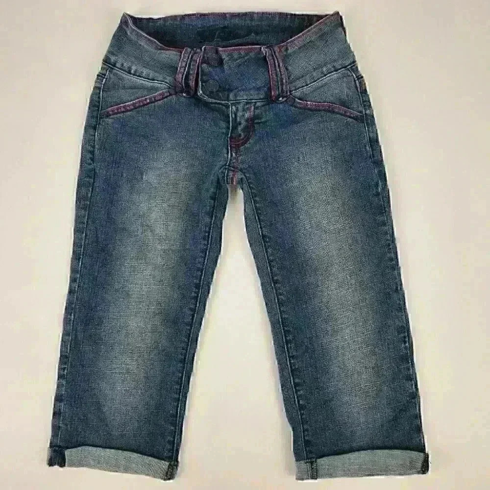 Be Women's Cuffed Capri Jeans Pants Size 2…